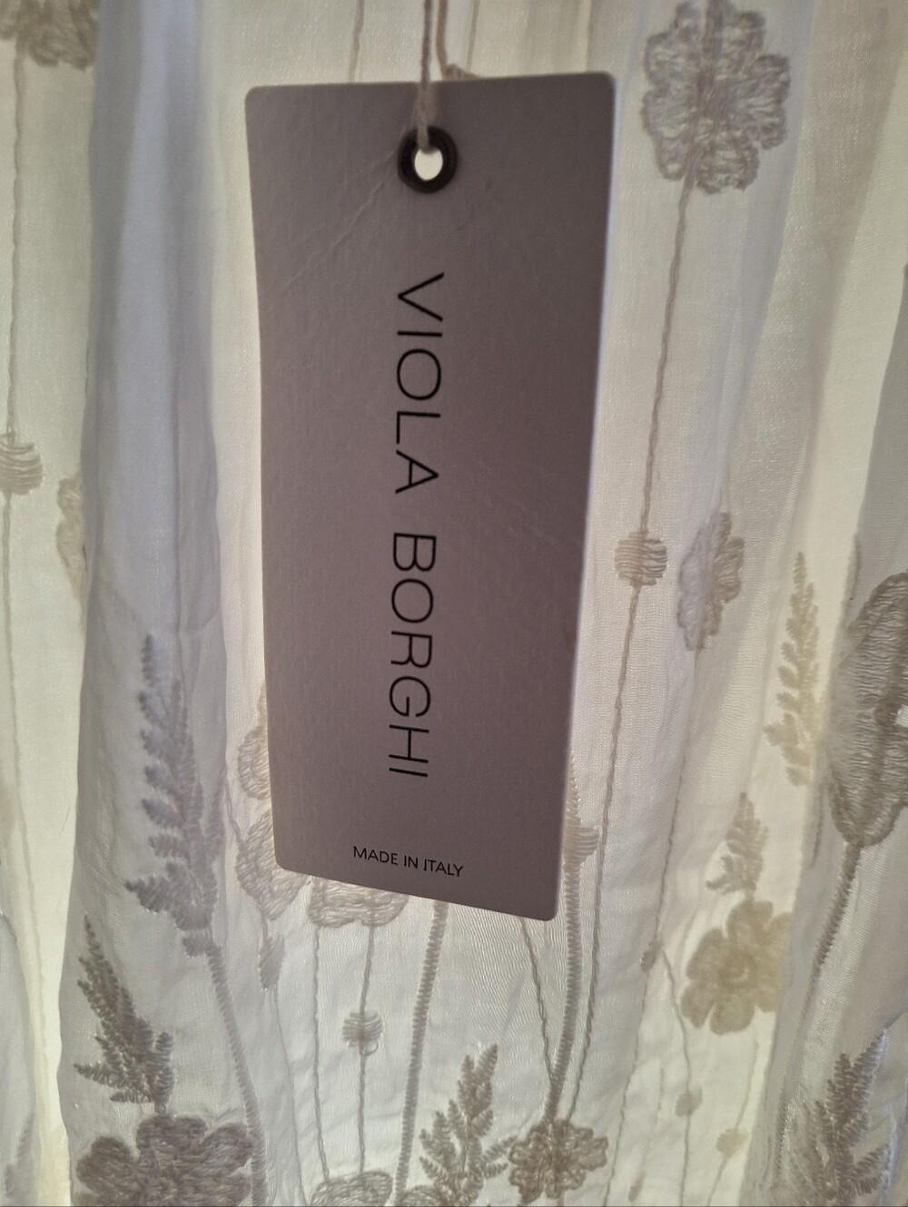"NWT Viola Borghi Made In Italy Sheer Embroidered Peasant Blouse"